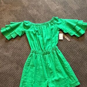 XOXO Green Ruffle Sleeve Romper